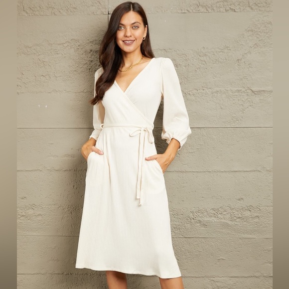 Surplice Flare Ruching Dress - Picture 4 of 11
